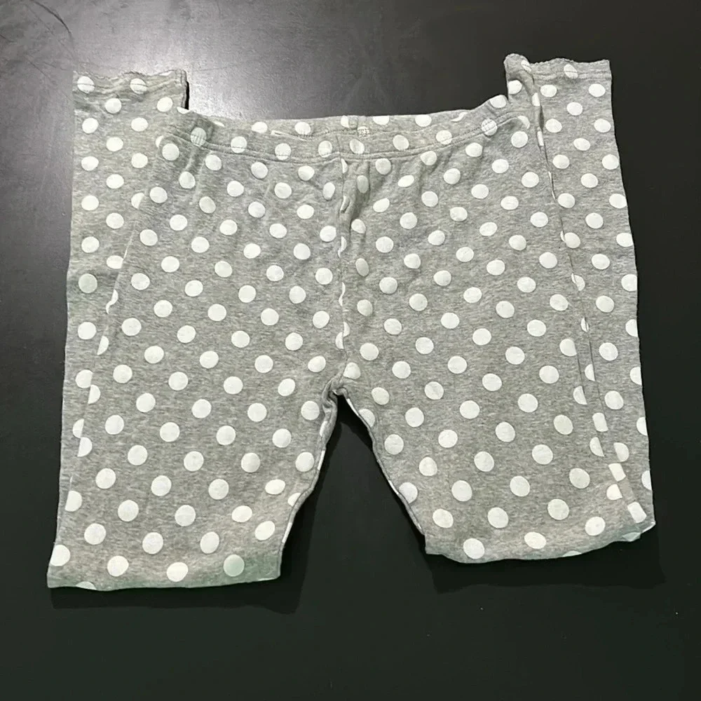 Carters girls size 12 pajama set, long sleeve top & pants white/gray comfy EUC